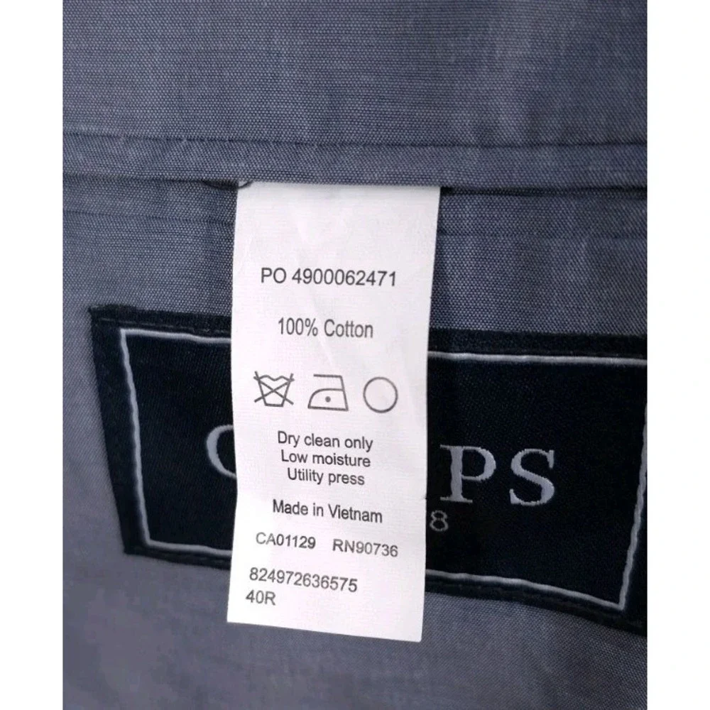 Chaps Mens Blue White Plaid Sport Coat Jacket 100% Cotton Blazer Size 40R